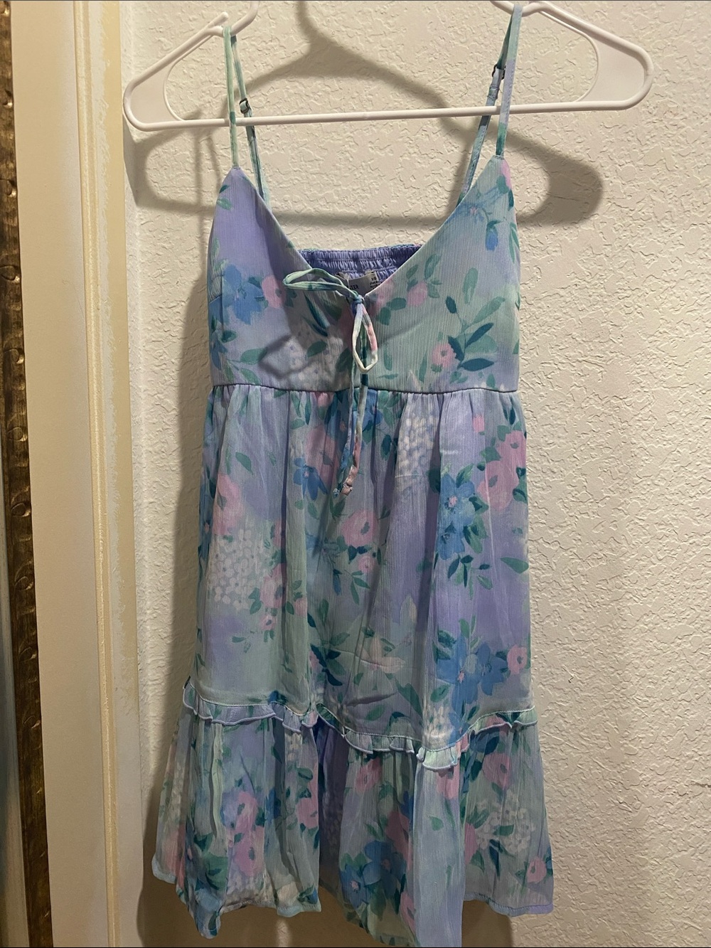 Hollister Lavender Floral Tie-Front Mini Dress